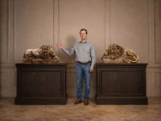 Pair of large Venetian lions, 85 cm