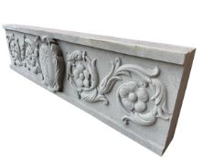 Frieze of fireplace carved in pietra serena