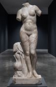 Woman's torso in white marble