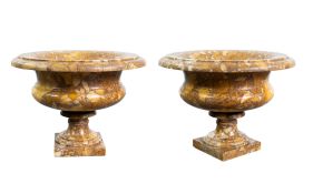 Pair of Breccia di Siena marble mugs