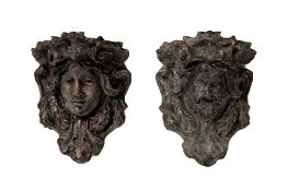 Pair of bronze shelves