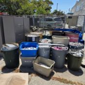 LOT - ALUMINUM SCRAP IN (7) DRUMS, (7) TRASH CANS AND (3) TOTES