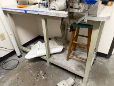 STEEL FRAME TABLE W/ 5' X 30" WOOD TOP, 36" TOP HT, CONTENTS NOT INCLUDED