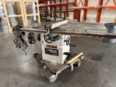 DELTA 10" UNISAW TABLE SAW, ON HEAVY DUTY LOCKING CASTERS