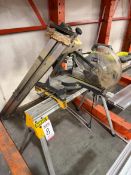 RYOBI 10" SLIDING COMPOUND MITER SAW, MODEL TSS102L, W/ DEWALT DWX725 HEAVY DUTY WORK STAND