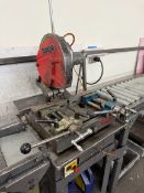 HABERLE 13" MITERING COLD SAW, MODEL HL4, S/N 124341286, W/ 23' ROLLER INFEED/OUTFEED TABLES