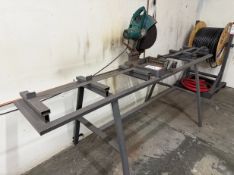 MAKITA 14" ABRASIVE CHOP SAW, MODEL LW1401, W/ 8' MATERIAL SUPPORT TABLE