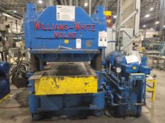 WILLIAMS-WHITE MOLINE HYDRAULIC PRESS, S/N 26440, WORK AREA: 56" X 30" X 8", W/ LARGE HYDRAULIC PUMP
