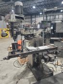 ENCO VERTICAL MILL, MODEL 100-1598, NEWALL DP700 DRO, 10" X 54" TABLE, POWERFEED, S/N 41483, W/ R8