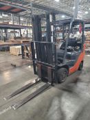 2019 TOYOTA LPG FORKLIFT, 4,500 LB CAPACITY, MODEL 8FGCU25, 3-STAGE MAST, SIDE SHIFT, SOLID TIRES,