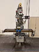 ACRA LCTM1 VERTICAL MILL, NEWALL NMS300 XYZ DRO, POWER DRAW BAR, POWER FEED, S/N 60604693, KURT