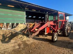 MASSEY FERGUSON 590 TRACTOR WITH FRONT LOADER AND BALE SPIKE