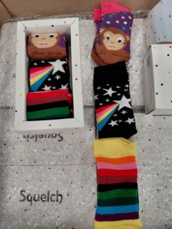 1 CARTON OF SQUELCH BABIES SOCKS - 3 PER PACK - 0-12 MONTHS.