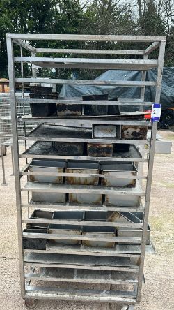INDUSTRIAL BAKING RACK TROLLEY WITH BREAD MOULDS