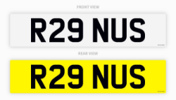 ''R29 NUS'' NUMBER PLATE ON RETENTION