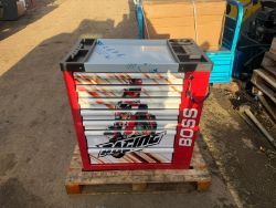 NEW/UNUSED BOSS 258PCS SEVEN DRAW TOOL CHEST WITH TOOLS AND WHEELS (RED)