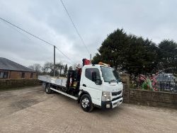 2013 13 MITSUBISHI FUSO CANTER 7C18 43 AUTO FLATBED HCV - C/W FASSI HIAB CRANE - 225,906 KM