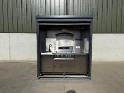 UNUSED7FT CONTAINERISED BARBECUE WITH ELECTRIC ROLLER DOOR - BLUETOOTH SPEAKERS - EXTRACTOR