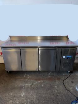 POLAR THREE DOOR UNDER COUNTER FRIDGE AND WORK BENCH