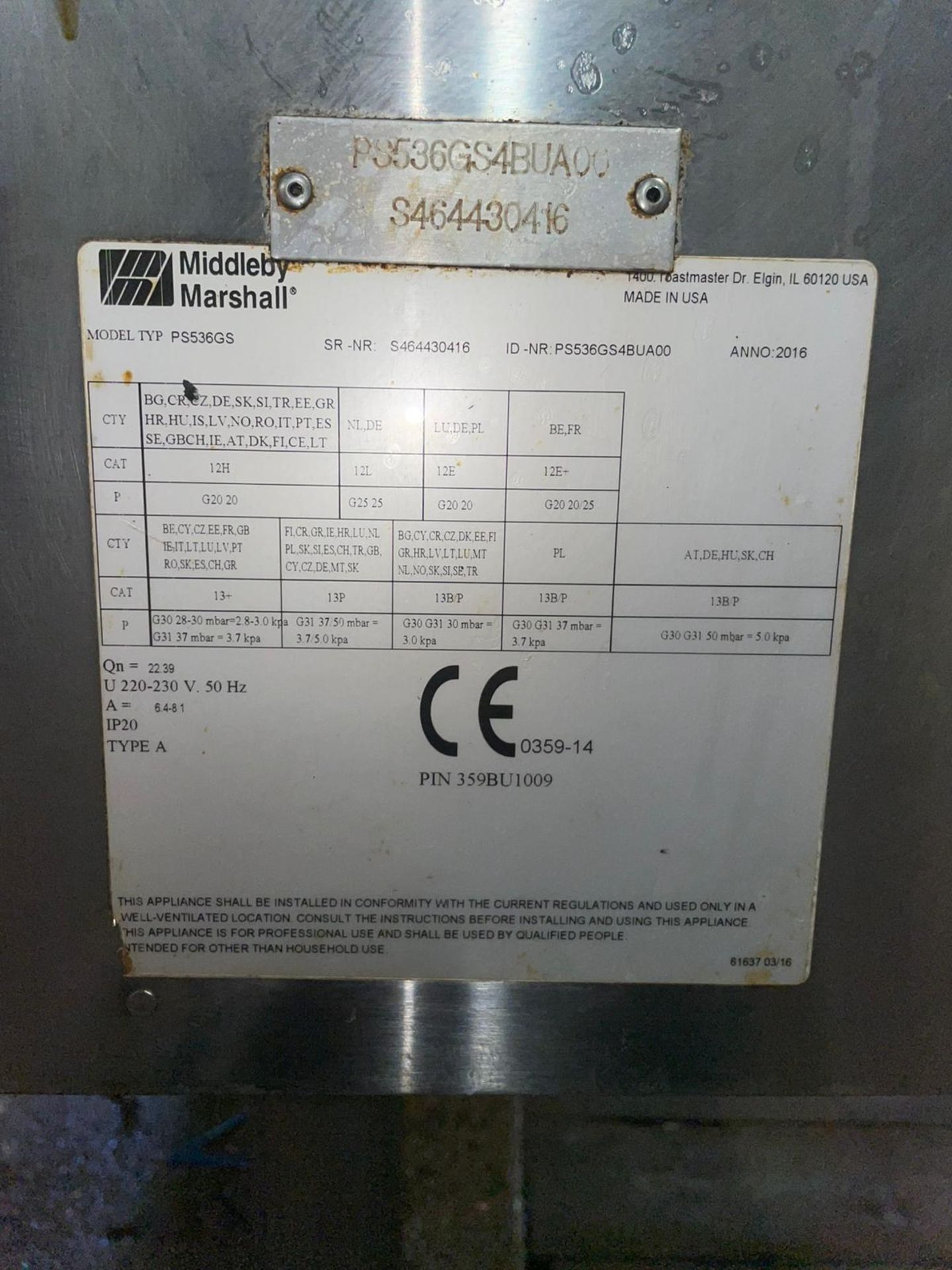 MIDDLEBY MARSHALL PS535 GS DOUBLE DECK CONVEYOR PIZZA OVEN - Image 7 of 7