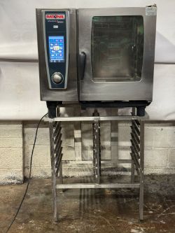RATIONAL 6 GRID SELF COOKING 5 SENSE GAS COMBI OVEN WITH STAND
