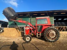 MASSEY FERGUSON 590 TRACTOR WITH FRONT LOADER AND BALE SPIKE
