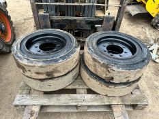 SET OF X4 SOLID SKIDSTEER TYRES - NO VAT
