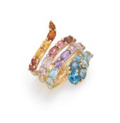 Fancy Farbstein-Ring "Schlange"