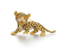 Diamant-Brosche "Leopard" 