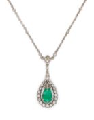 Historische Smaragd-Diamant-Anhängerkette