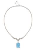 Aquamarin-Diamant-Collier