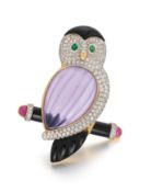 Amethyst-Diamant-Brosche