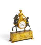 PENDULE MIT REITERIN. "LA LAITIÈRE SUR SON CHEVAL”