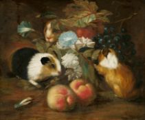 Franz Werner von Tamm: Stillleben mit drei Meerschweinchen und Obst