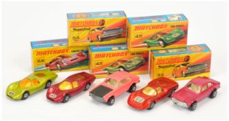 Matchbox Superfast group of Cars (1) 45a Ford Group 6 - light metallic green body & 45 nose label...