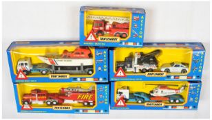 Matchbox Super Kings Emergency Action Series Group (1) EM-5 Magirus Deutz Turntable Fire Engine; ...