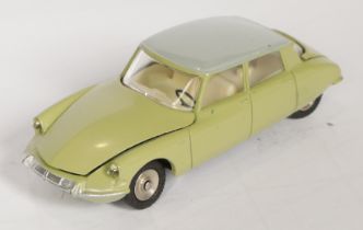 French Dinky Toys 530 Citroen DS19 Pale green body with grey roof, cream interior, silver trim an...