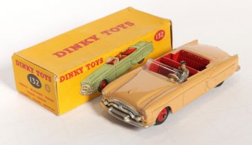Dinky Toys 132 Packard Convertible - Light Tan body and tonneau, silver trim, red ridged hubs and...