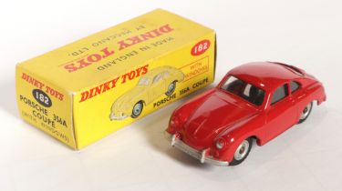 Dinky Toys 182 Porsche 356A Coupe - Bright Red body with silver trim and harder to find cast spun...