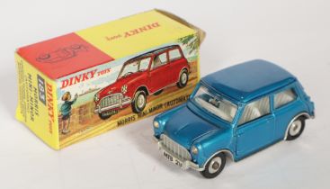 Dinky Toys 183 Morris Mini Minor - Metallic Blue body with white interior, chrome spun hubs