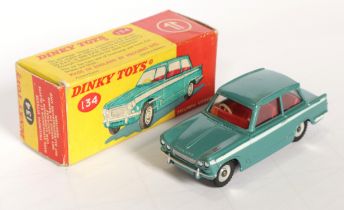 Dinky Toys 134 Triumph Vitesse - Metallic Aqua , white side flashes, silver trim, red interior an...