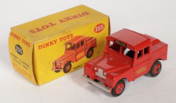 Dinky Toys 255 Land Rover "Mersey Tunnel Police" - Red including ridged hubs, silver trim and wit...