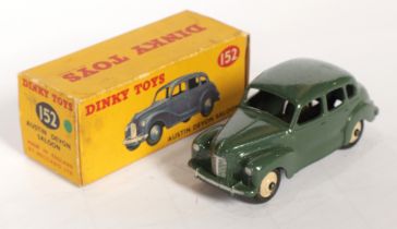 Dinky Toys 152/40D Austin Devon Saloon - Sage Green body with silver trim, light beige ridged hubs