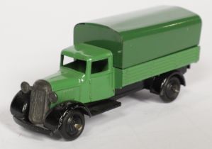 Dinky Toys (Type 4) 25D Covered Wagon - Green cab and back, black chassis and ridged hubs