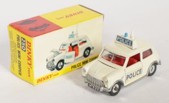 Dinky Toys 250 Mini Cooper "Police" - Off White body and roof box, red interior, chrome spun hubs