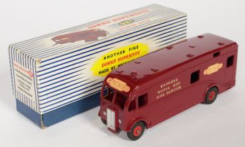 Dinky Toys 981 Horse Box "British Railways Express Horse Box Hire Service" - Maroon body with sil...