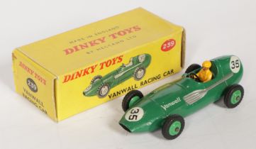 Dinky Toys 239 Vanwall Racing Car - Green body with silver trim, harder to find yellow figure driver
