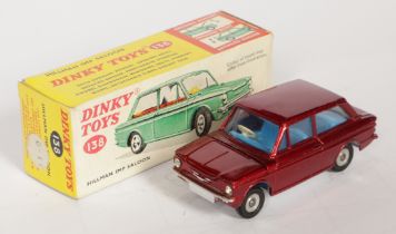 Dinky Toys 138 Hillman IMP Saloon - Metallic red body with silver trim, blue interior, chrome spu...