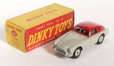 Dinky Toys 167 AC Aceca Coupe - Grey body with red upper, silver trim, chrome spun hubs 