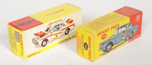 Dinky Toys Empty Boxes A Pair - (1) 139 Ford Consul Cortina and (2) 205 Lotus Cortina "Rallye Mon...